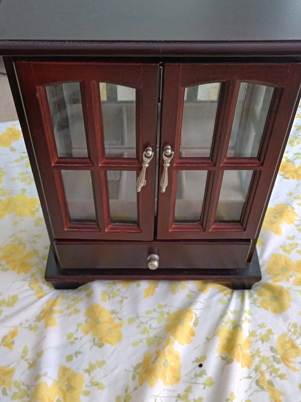 Wood Finish Jewelry Organizer Cabinet in Dark Brown